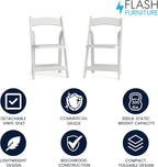 Flash Furniture 2 Pack HERCULES Series White Wood Folding Chair with Vinyl Padded Seat