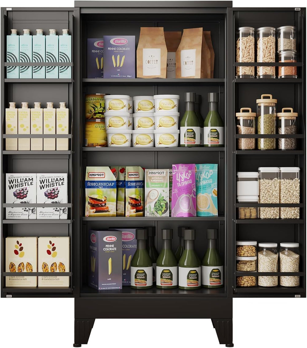 47.2" H Tall Metal Kitchen Pantry Storage Cabinet, Freestanding Storage ...
