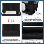 Bedside Storage Organizer with Power Strip Holder and Adjustable Straps Bed Hanging Bag for Home Bunk Bed Dorm Sofa (Black)