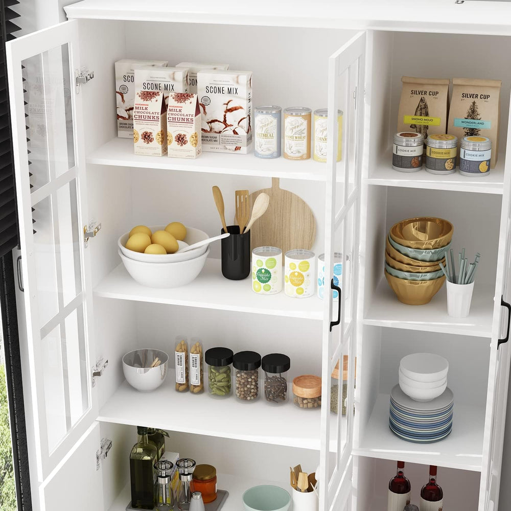 AIEGLE Freestanding Cabinet with 3 Glass Doors, Tall Storage with 5-Tier Shel...
