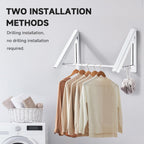 Retractable Clothes Drying Rack with 31 in Rod,Space Saver Wall-Mounted Retractable & Foldable Clothes Hanger for Laundry Room,Bedroom,Closet Storage Organization (2pcs, White)