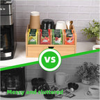 Tea Bag Organizer, Bamboo Tea Organizers and Storage, Tea Box Organizer Storage Box with Drawer, Portable Tea Bag Holder Organizer, Tea Storage Organizer for Countertop, Pantry, Kitchen