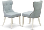 East West Furniture X027SI215-6 6 Piece Kitchen Table Set Contains a Rectangle Dining Table with X-Legs and 4 Baby Blue Linen Fabric Upholstered Chairs with a Bench, 40x72 Inch, Multi-Color