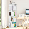 Rotating Bookshelf,Wooden Rotating Corner 4-Tier 360 Display Spinning Floor Standing Bookcase White Stackable Bookshelf Storage Rack Organizer for Small Space Bedroom Living Room Study Room