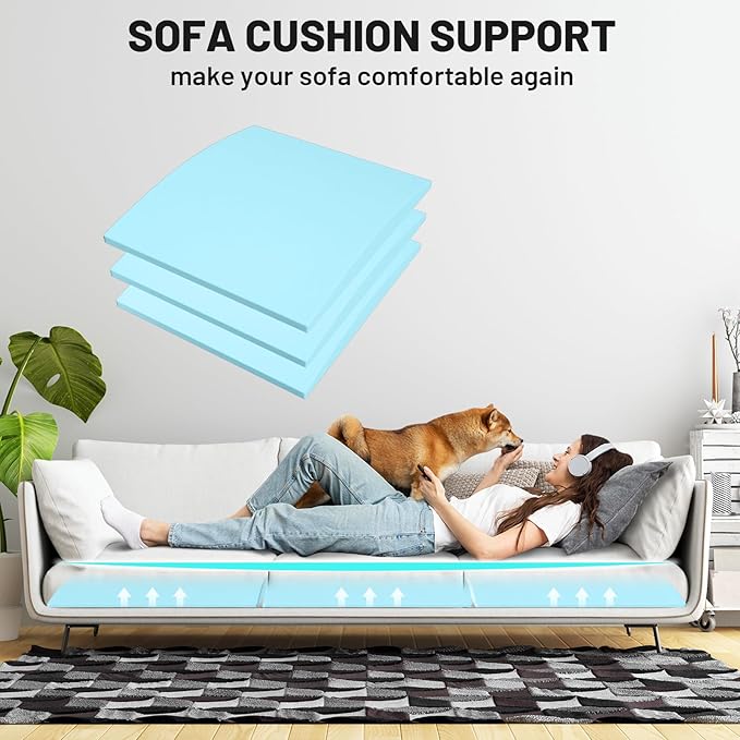 Couch Cushion Support for Sagging Seat – 3 Pack 20x20x2 Inch Sofa Cushion Board Saver & Replacement Insert for Saggy Couch or Chair, Quick No-Tool Install with 40D Memory Foam