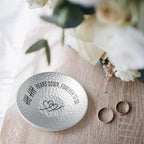 10 Year Anniversary Aluminum Gifts, 10th Wedding Anniversary Jewelry Tray For Wife Husband Her Him, Ripple Textured 4" Ring Holder Dish - Ten Years Decoration Ideas Tin Gift for Parents Men Women
