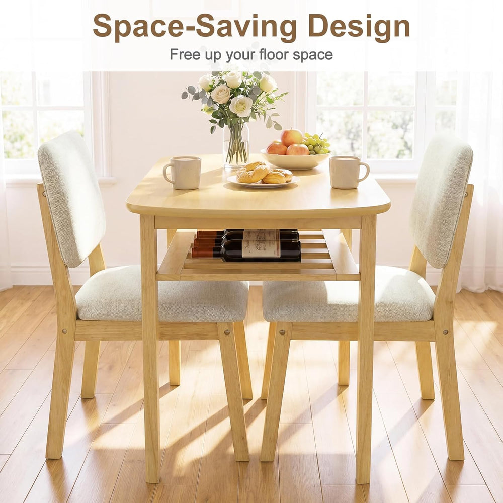 Giantex Dining Table Set for 2, Space Saving Kitchen Table and Chairs Set w/R...