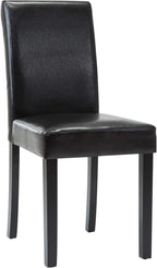LSSPAID Dining Chairs Set of 2, PU Leather Padded Upholstered Modern Parson Chair, Dining Room Chairs with Solid Wood Legs for Kitchen Living Room, Black