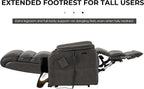 DYNOX 400 lbs Big and Tall Seniors Extended Footrest Power Lift Recliner Chair, Dual Motor, Extra-Wide Seat, Lay Flat, Heat & Massage, USB-C, Faux Leather Grey, 9298L