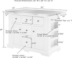 Crosley Furniture Julia Wood Top Kitchen Island with Storage Drawers, Shelves, and Spice Rack, White