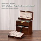 Jewelry Boxes and Organizers - Large Wooden Lockable Cabinet with Key, 8-Layer dresser top jewelry organizer, Vintage Jewelry box for Women and Men GiftIdea