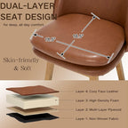 Wahson Upholstered Dining Chairs Set of 2, Modern Faux Leather Dining Room Chairs with Solid Wood Legs & Double-Padded Seat, Swivel Accent Desk Chair for Kitchen Dining Room Restaurant - Brown