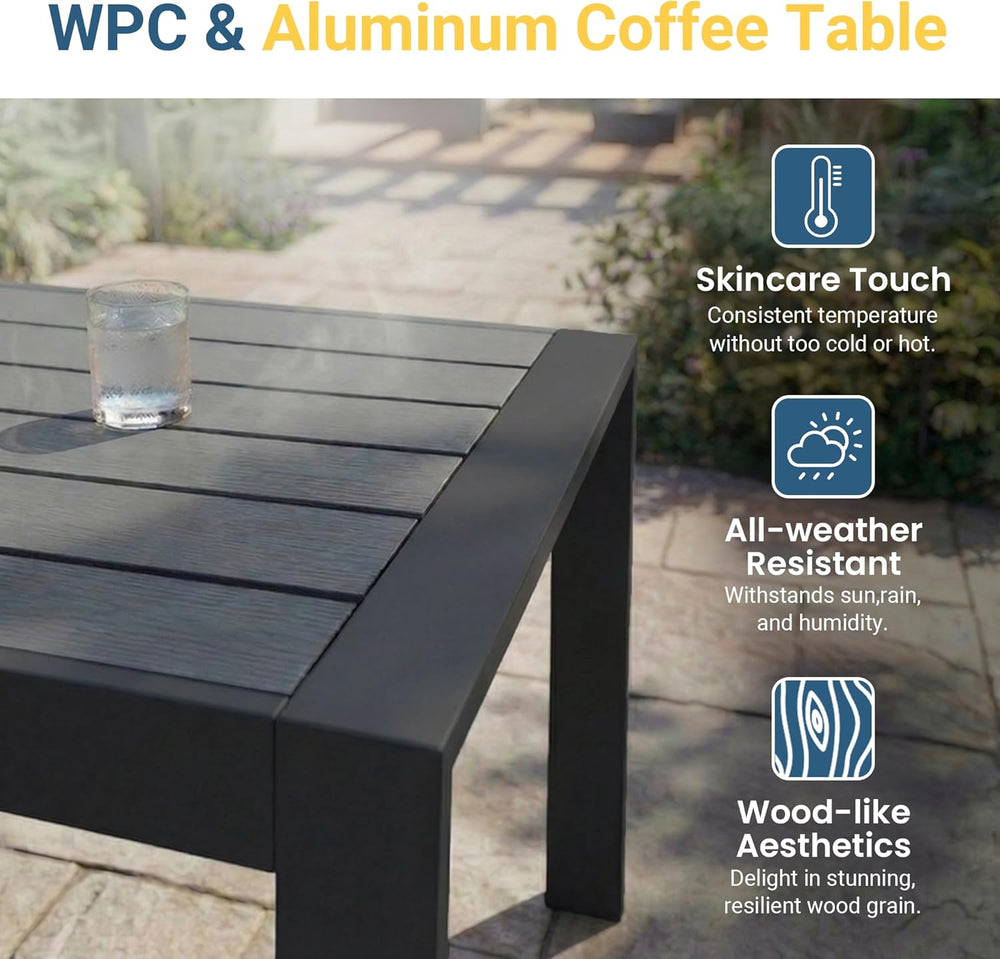Patio Furniture Set, Aluminum Outside Furniture, Sofa with 10" Back Cushion
