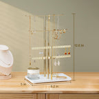 pickpiff Jewelry Stand Organizer Necklace Holder- 12.5" Sturdy Earring and Bracelet Hanger, Mirrored Gold, Aesthetic Room Decor