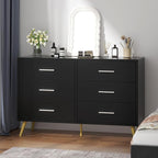 Shintenchi 6 Drawer Dresser, Wide Chest of Drawers Organizer Storage with Drawers, Large Storage Cabinet, Modern Design Dresser for Bedroom, Living Room, Porch, Black