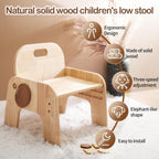 ibwaae Natural Solid Wooden Kids Chair Height-Adjustable Wooden Chair for Toddlers Montessori Furniture Birthday Gift for Children