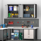 Metal Wall Cabinet, Garage Cabinets Wall Mounted, Locking Storage with Adjustable Shelves, Wall Mounted Garage Cabinet with Doors, Floating Cabinet for Home Office, Utility Room