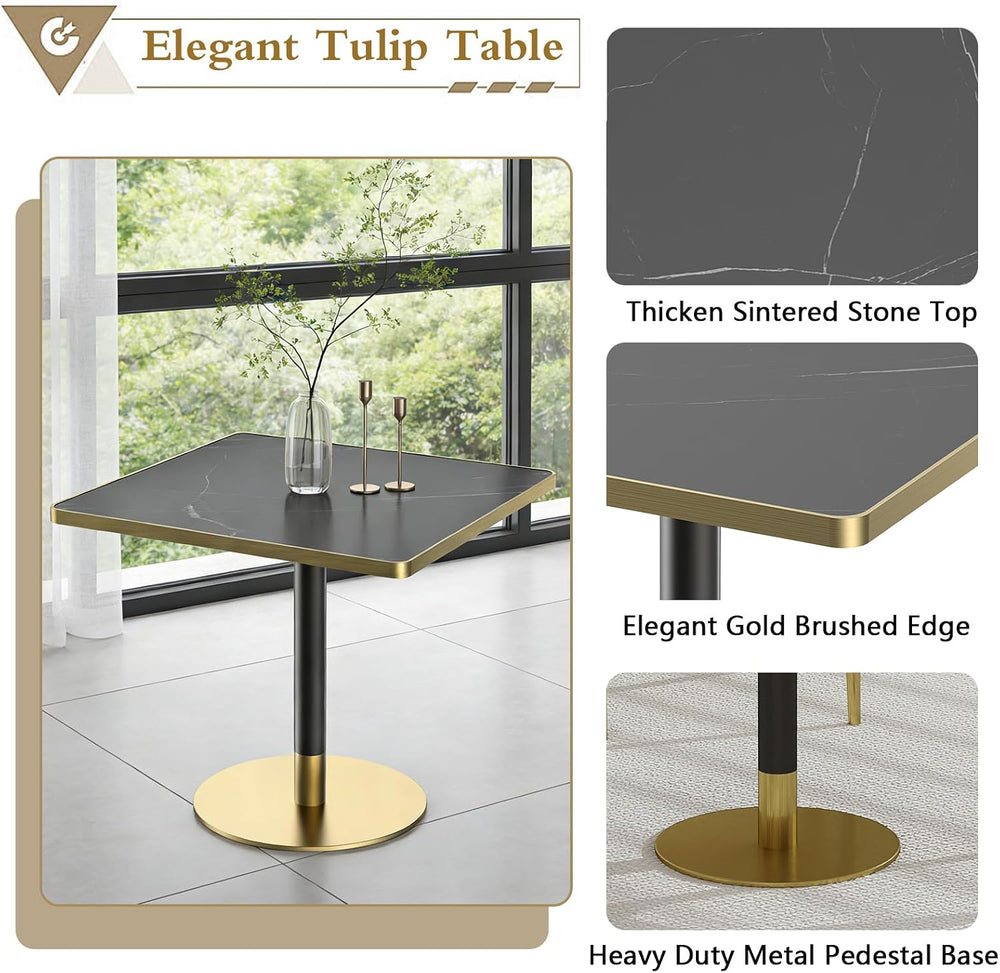 SSLine Square Dining Table for 2 Modern Luxury Marble Sintered Stone Kitchen ...