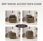 COLAMY 360° Swivel Accent Chair Set of 2 with Pillow, Leather Living Room Armchair No-Sag Foam & Sturdy Metal Base, Fully Assembled Swivel Single Sofa for Bedroom Living Room, Reading Room, Wolf Grey