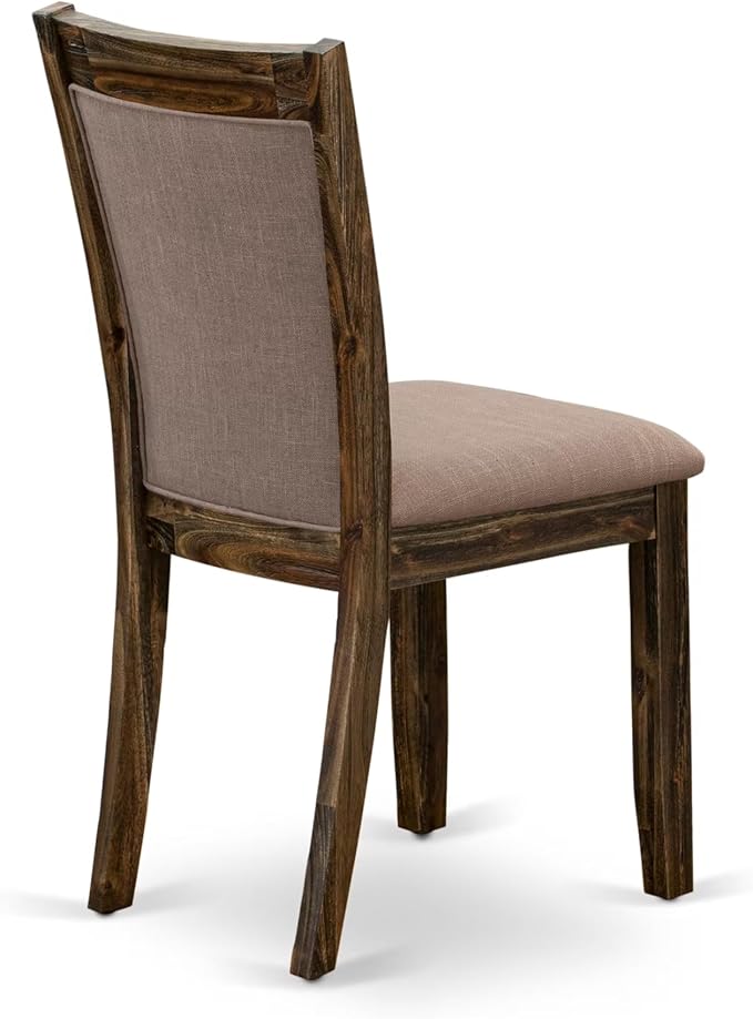 East West Furniture V797MZ748-9 9 Piece Modern Dining Table Set Includes a Rectangle Wooden Table with V-Legs and 8 Coffee Linen Fabric Parson Dining Chairs, 40x72 Inch, Multi-Color