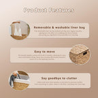 Laundry Hamper with Lid and Removable Liner Bag, Handwoven Natural Hyacinth Clothes Hamper with Heightened Feet, Wicker Laundry Basket for Clothes and Towels，Large, 2-sections