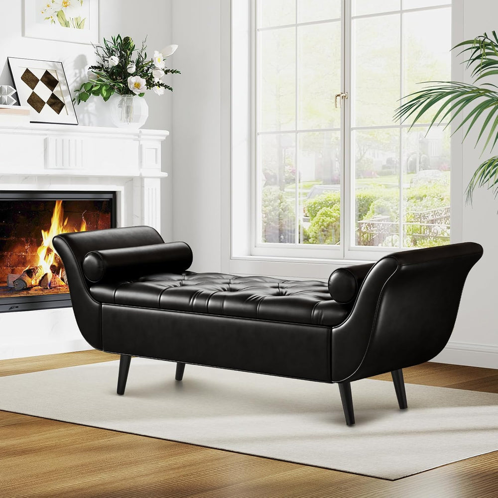 Storage Bench for Bedroom, 65" End of Bed Bench King Size, Faux Leather ...
