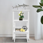 LYNICESHOP Folding Library Ladder Chair, 3-Step Wooden Folding Chair Lightweight Portable Multifunctional Step Stool, Stool Stepladders Display Stand and Flower Stand (White)