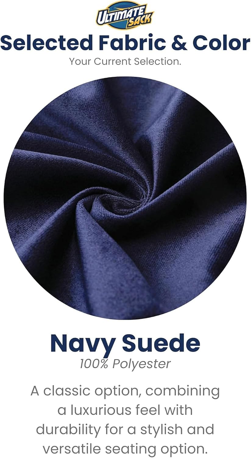 ULTIMATE SACK 6ft Bean Bag Chair, Oversize Bean Bag Chair for Adults, Comfy Chair Bean Bag Couch Lounge Sofa Loveseat Furniture | Navy Suede
