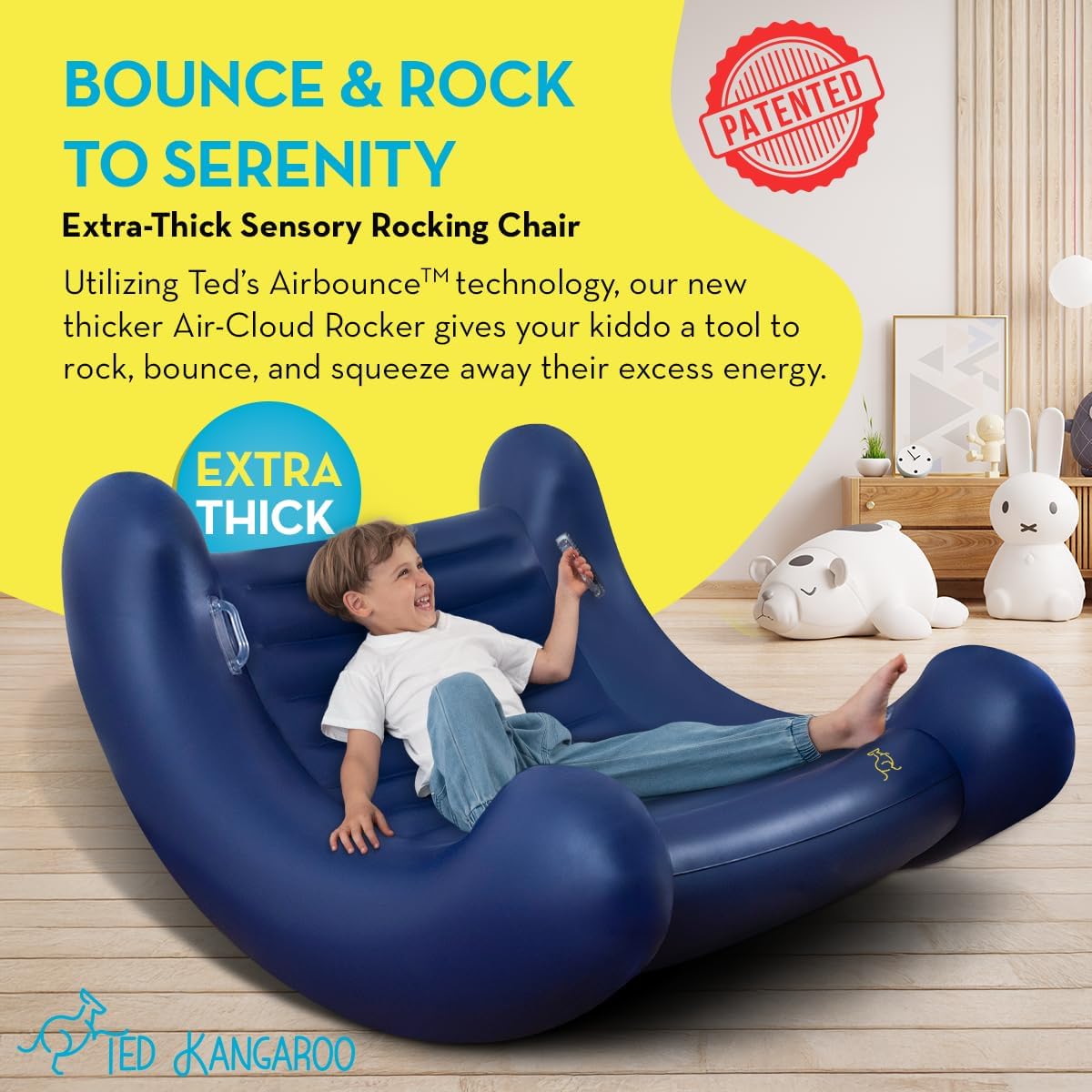 TED KANGAROO CloudBounce Ultra | Sensory Rocker for Kids | Patented NextGen Inflatable Sensory Chair | Ultra-Durable & Extra-Reinforced 2025 Edition