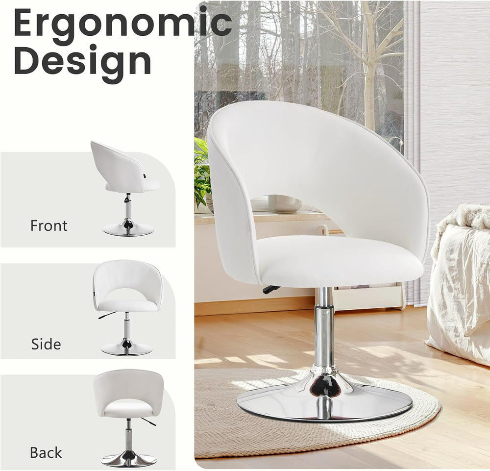 Furniliving Makeup Vanity Chair, Flexible Round-Back Accent Chair with Plated...