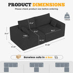 81" Cloud Loveseat Sofa in a Box, No Assembly Required Comfy Deep Seat Chenille Boneless Couch, Modern Small Couches for Living Room, Apartment, Black