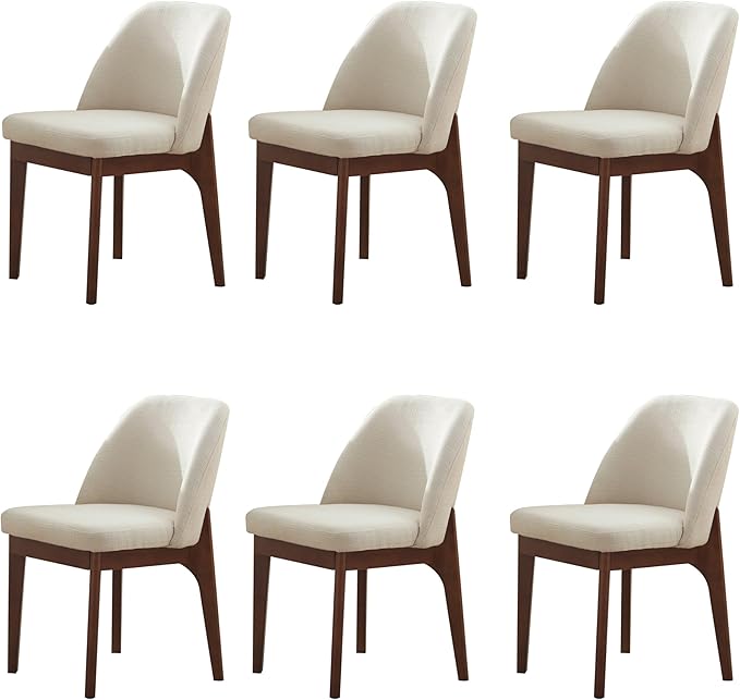 VKNOW Modern Dining Chairs, Fabric Kitchen Chairs with Wood Legs and Padded S...