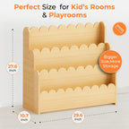 3-Tier Wooden Kids Bookshelf, Montessori Scalloped Bookcase Toddler Front Facing Book Display for Nursery, Baby Bookshelf Organizer for Kids Rooms, Playroom or Classroom