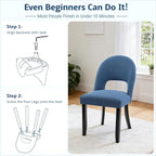 Upholstered Dining Chairs Set of 6, Mid Century Modern Dining Kitchen Chairs with Solid Wood Legs & Fabric Backret for Kitchen and Dining Rome, Blue