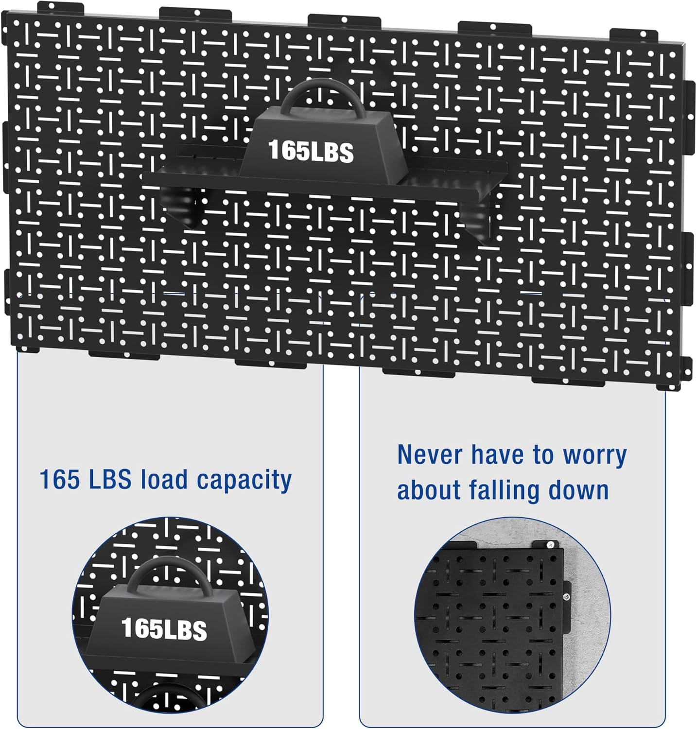WORKPRO Metal Pegboard 16”x 32” Steel Panel with Round Holes & Vertical Slots 3-Pack, Black Heavy Duty Garage Peg Board Wall Pegboard for Wood Working Work Shop, Craft Room Organization