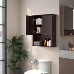 Wall Cabinet, 23x29 inch Medicine Cabinet, Over Toilet Storage with Adjustable Shelf, Wooden Expresso Bathroom Cabinet with 2 Doors