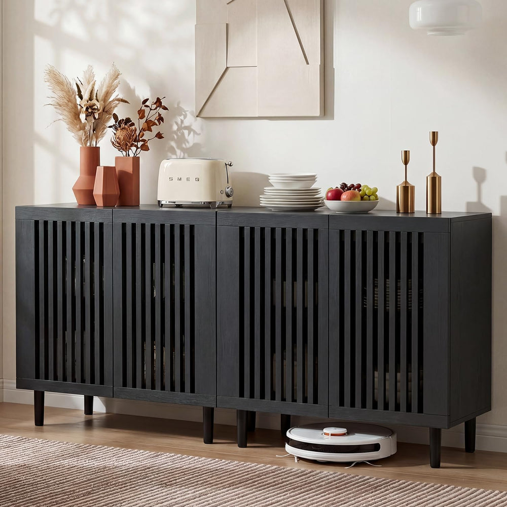 CHUWELL 31.5" Farmhouse Buffet Cabinet with Storage, Modern Black Sidebo...