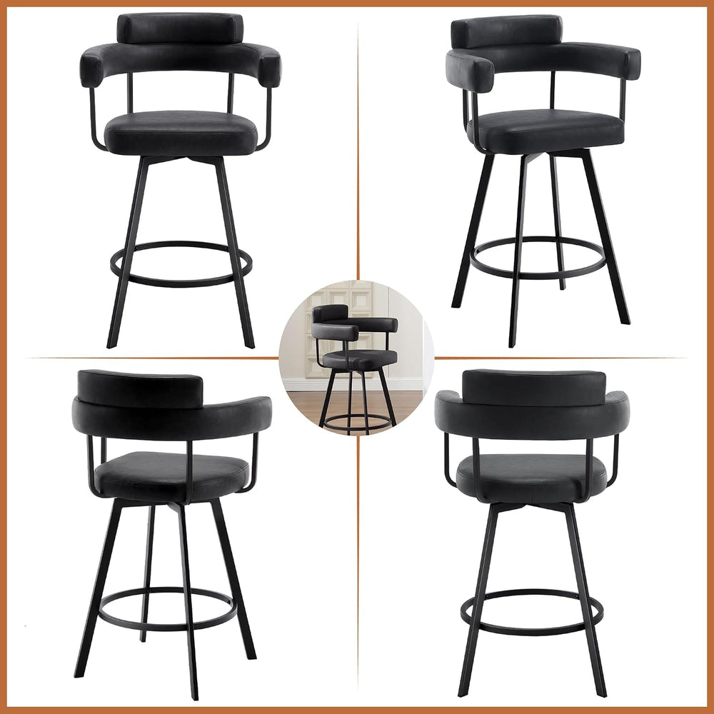 Swivel Counter Height Stools Set of 2, 26‘’ Kitchen Bar Stools with Arm Rest,...
