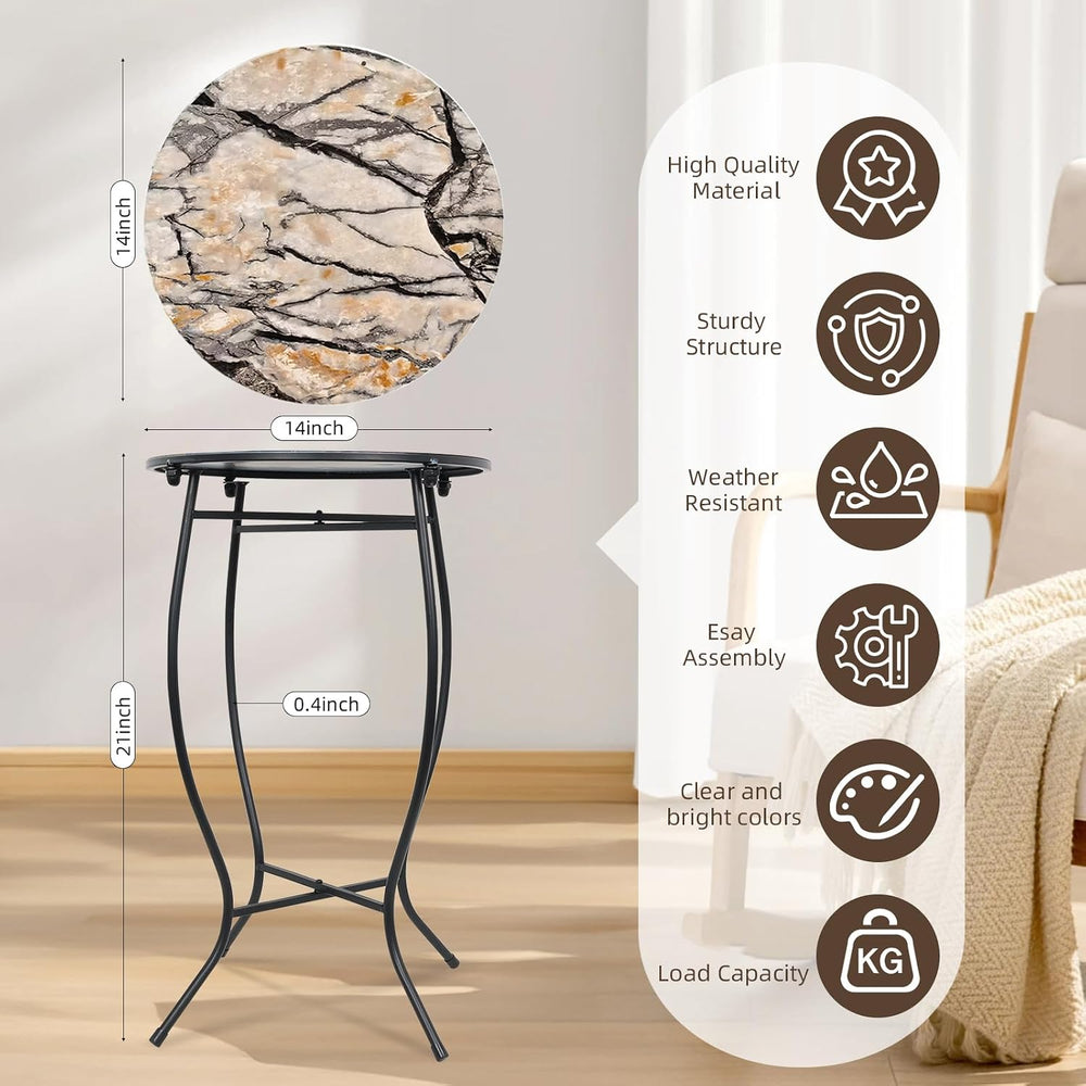 Indoor Side Table for Small Space, Versatile 21 Inch Tall Round Side Table fo...