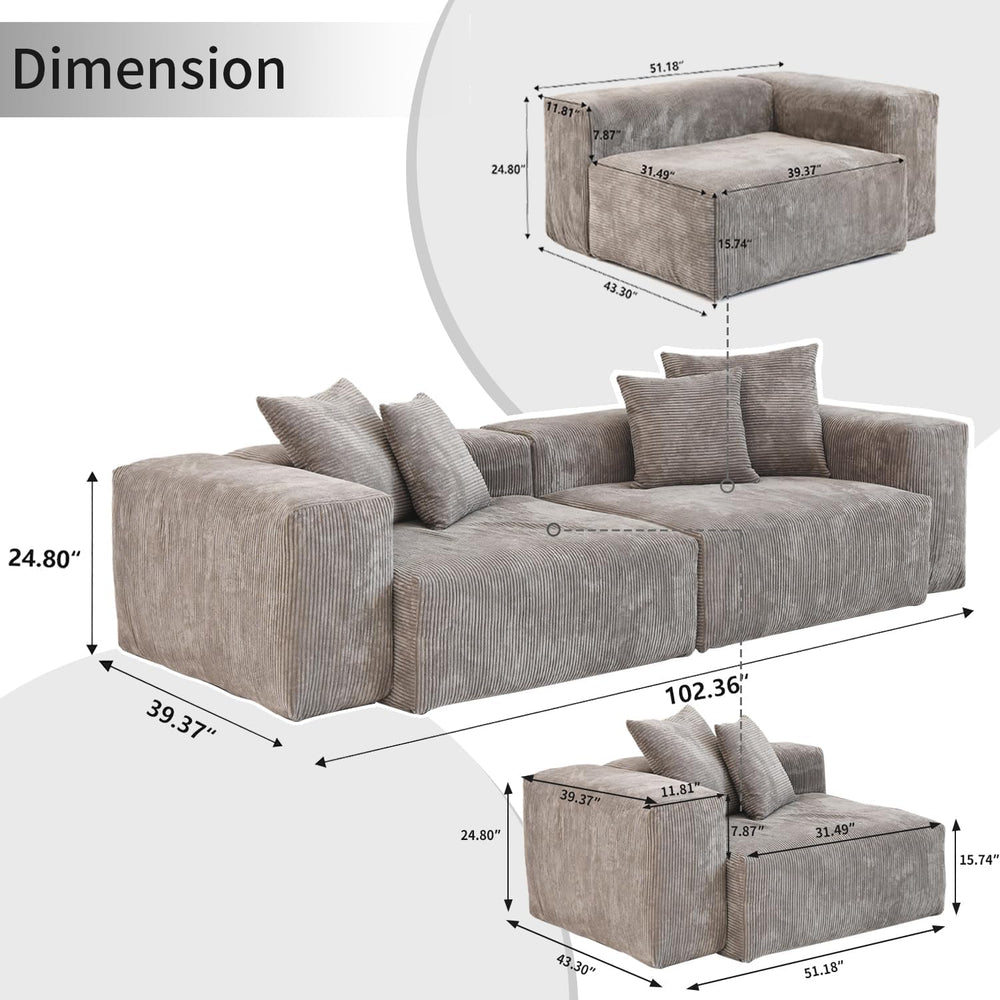 Sectional Couches for Living Room,102inch Cloud Couch Modular Sectional Sofa,...