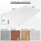 Upgrade Wall Mounted Folding Table 31.5”L x 15.7”W, Laundry Folding Table with Heavy Duty Metal Collapsible Shelf Brackets, Wall Mounted Desk Fold Down for Small Spaces, White
