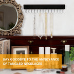 Hanging Jewelry Organizer, belt hanger with 14 Rotating 180° Coat Rack, 14.5in Key Holder for Keys, Necklaces, Ties, Bag