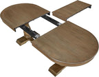 KEIKI Retro 7-Piece Wooden Dining Table Set for 6 Person, Vintage Table Set with Extendable Curved MDF Wood Grain Table and 6 Upholstered Chairs, Easy Assembly, for Kitchen, Dining Room, Whtie Oak