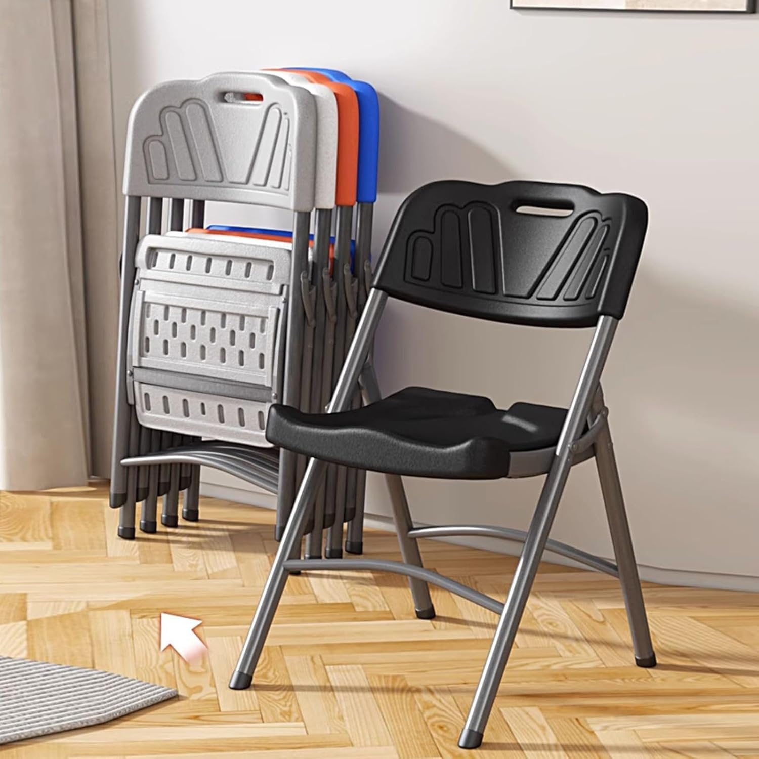 Folding Chairs, Indoor Outdoor Plastic Commercial Stackable Foldable Guest for Events Office Wedding Party(White)