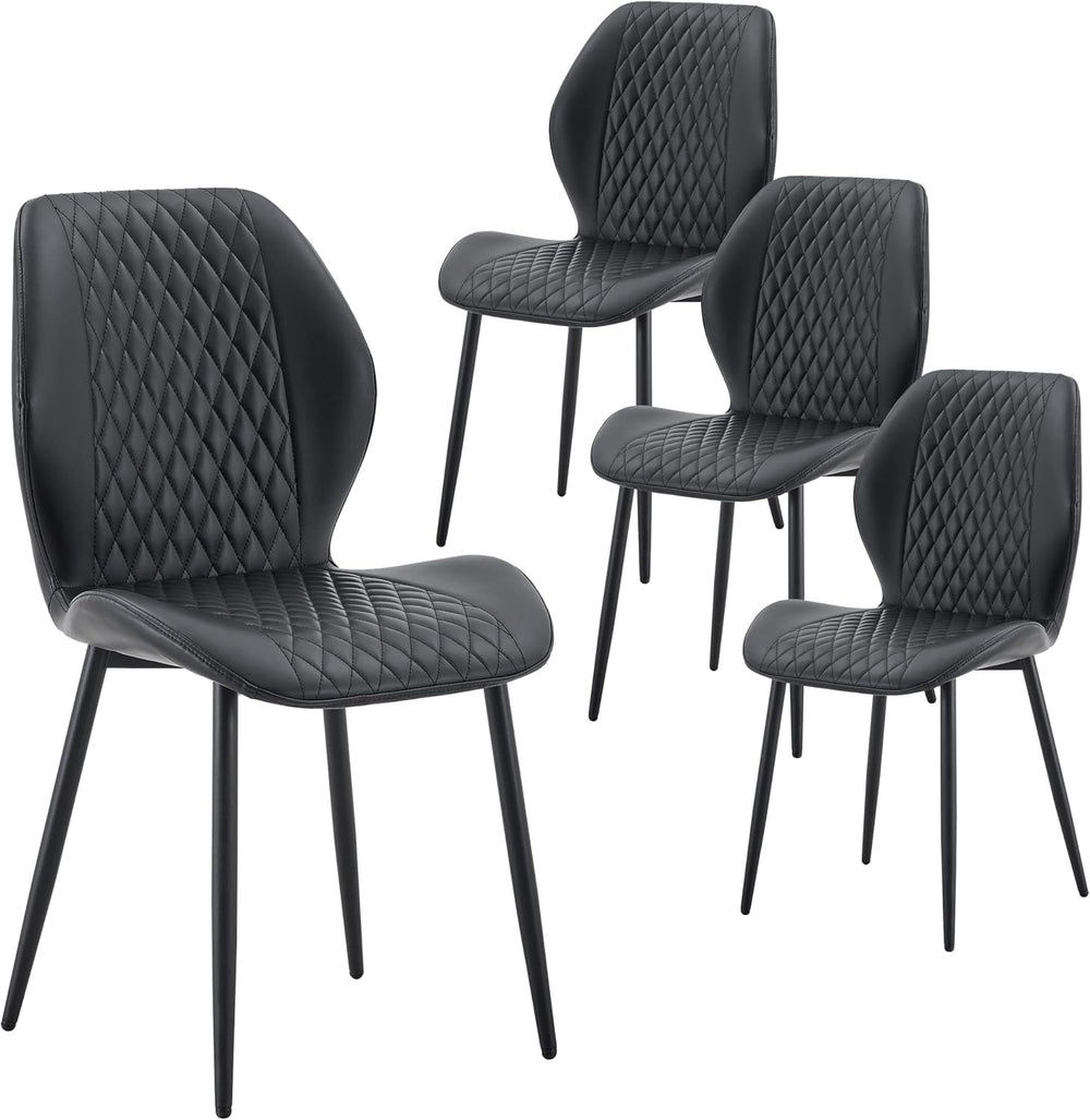Dining Chairs Set of 4, Modern Upholstered Kitchen Chairs with Curved Back, D...