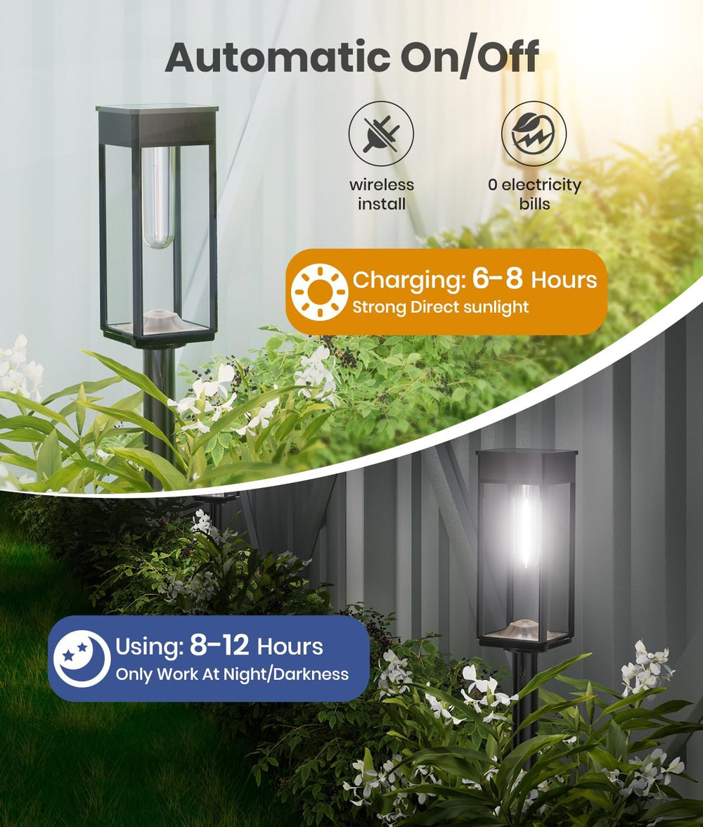 ALFIOT Solar Pathway Lights Outdoor, 8 Pack, Cool White, 3 Heights, IP65