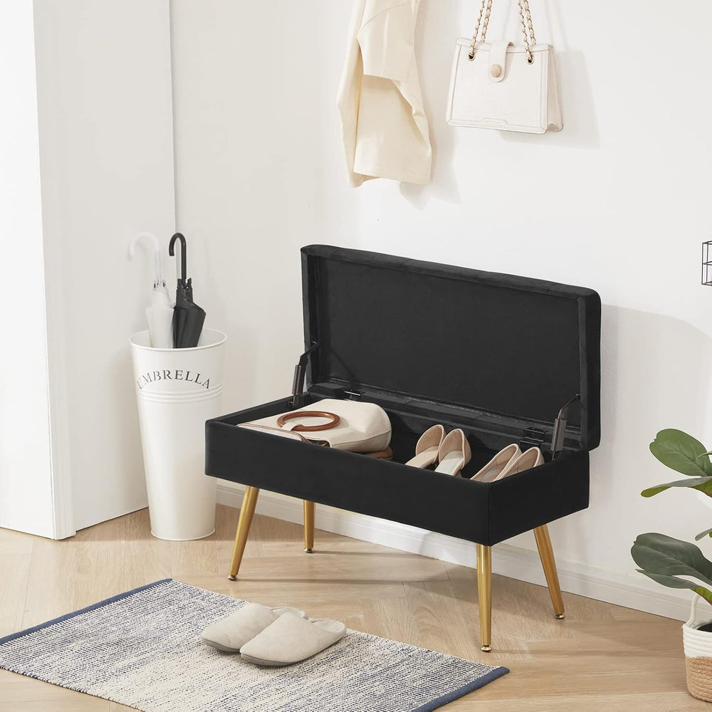 Gitrah Storage Bench Entryway Bench End of Bed Bench Ottoman Upholstered Velv...