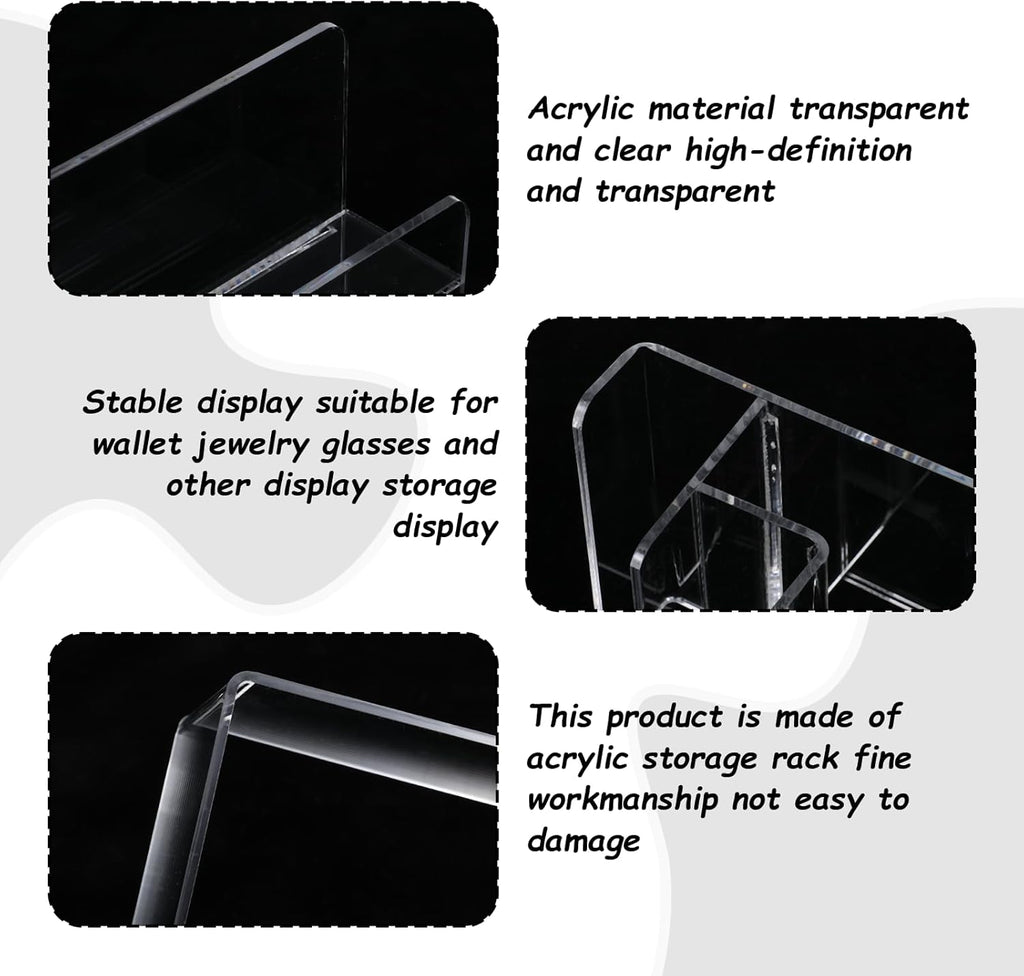 Acrylic Wallet Display Stand Purse Handbag Organizer, Clear Jewelry Riser Display Stand Purse Display Rack, Acrylic Display Shelf for Cosmetic Perfume Jewelry Sunglasses Handbag (2 PCS-6 Tier)