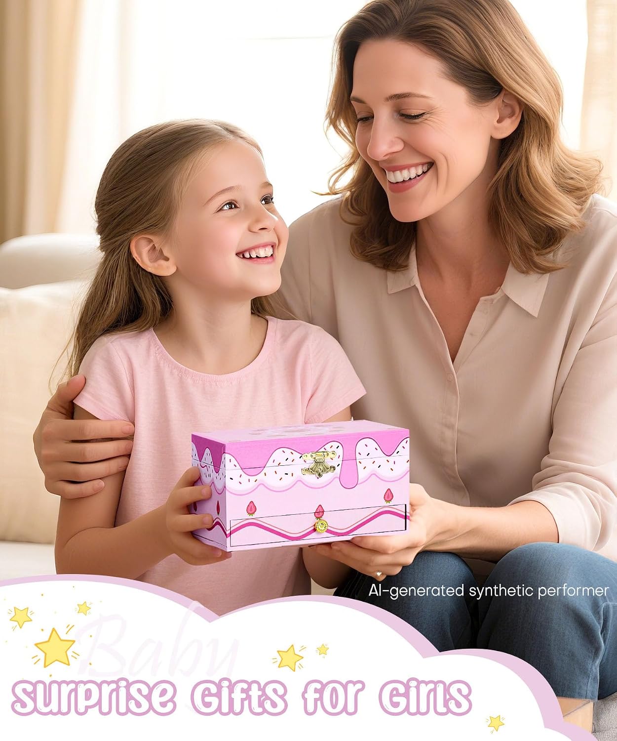 Homde Musical Jewelry Box for Girls: 2-Layer Spinning Fairy Organizer | Storage for Ring Necklace - Birthday Christmas Gift for Girls Ages 3 to 12 - Spinning Fairy Plays Melody When Lid Opens