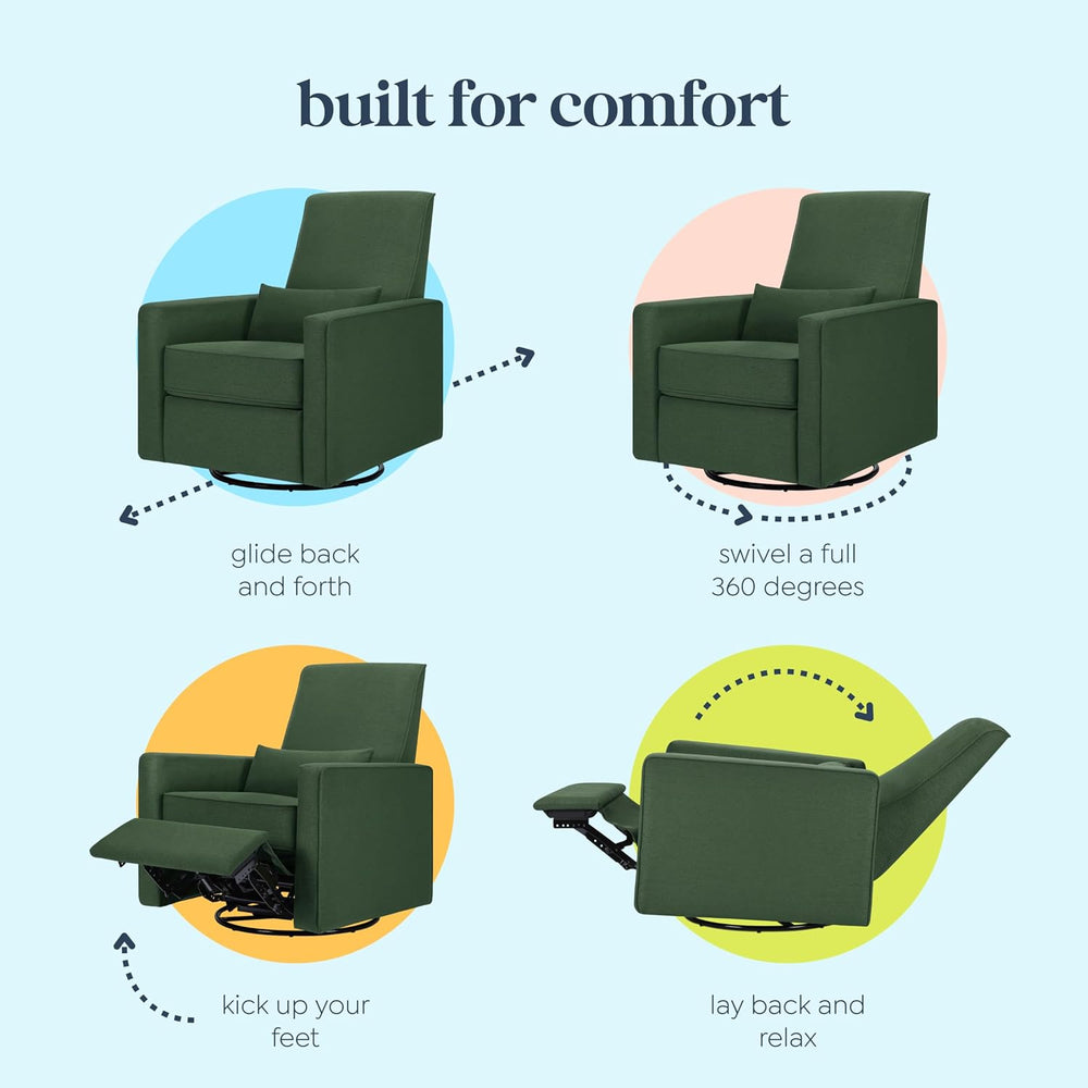 Davinci Piper Upholstered Recliner and Swivel Glider in Pine Green, Greenguar...